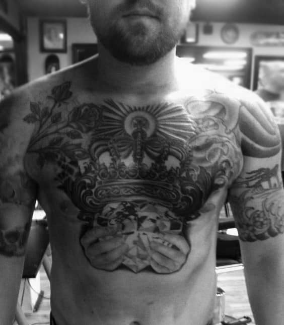 Male With Claddagh Chest Tattoo