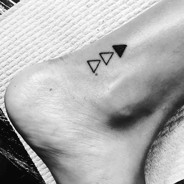 Male With Cool Ankle Tattoo Triangles Design