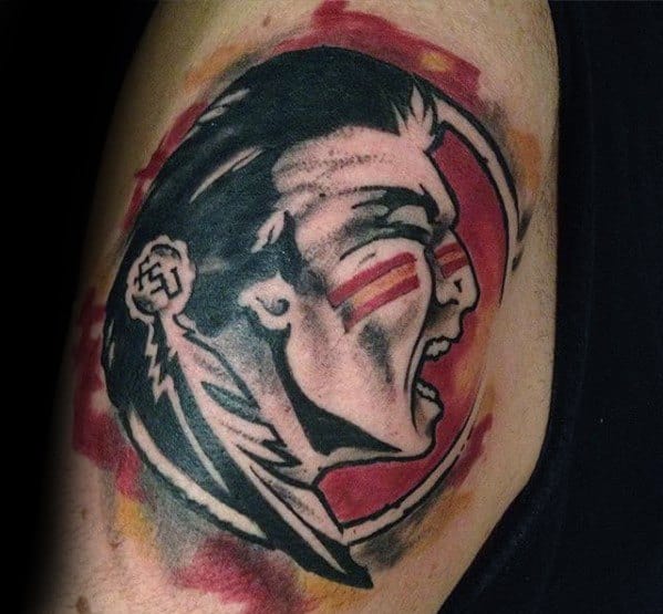 Male With Cool Arm Watercolor Fsu Tattoo Design