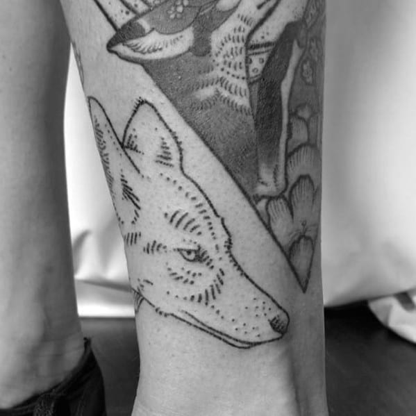 Male With Cool Coyote Tattoo Design