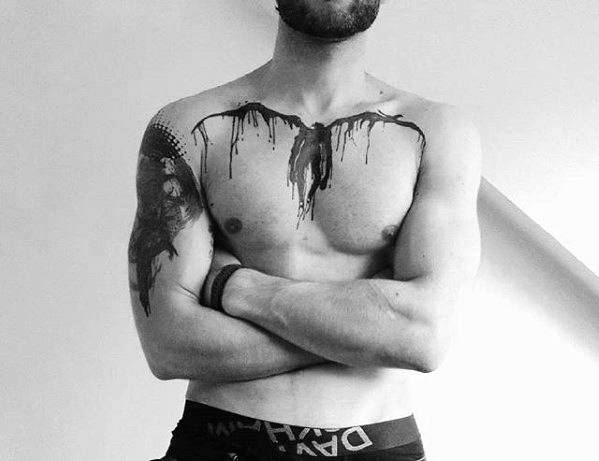 Male With Cool Death Note Tattoo Design Chest