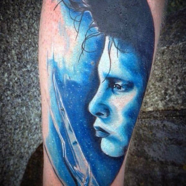 Male With Cool Edward Scissorhands Tattoo Design On Arm