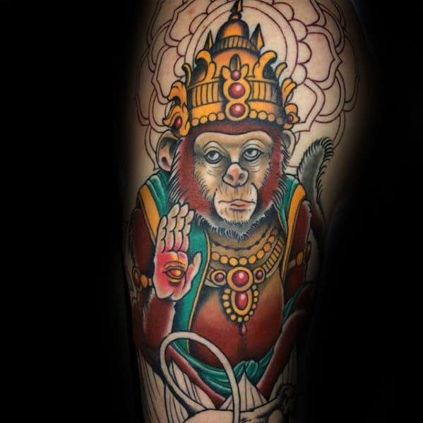 Male With Cool Hanuman Tattoo Design On Arm