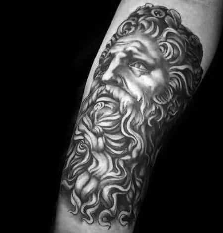 Male With Cool Leg Socrates Tattoo Design