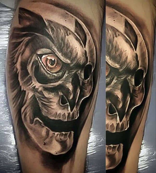 Male With Cool Owl Skull Tattoo Design