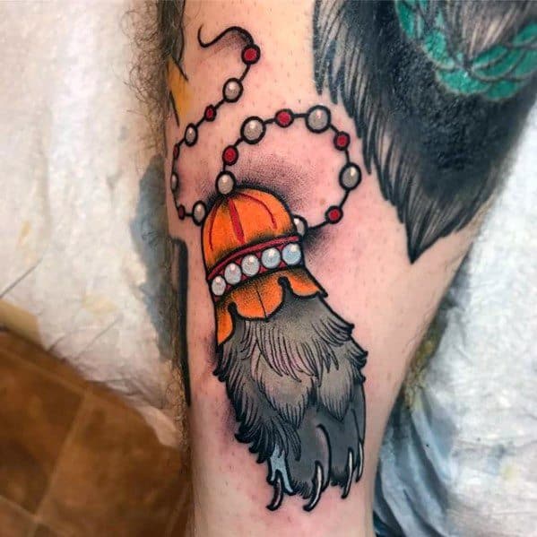 Male With Cool Rabbit Foot Tattoo Design On Leg