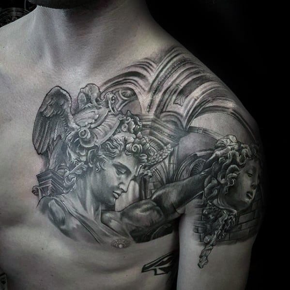 Male With Cool Shoulder 3d Perseus Tattoo Design