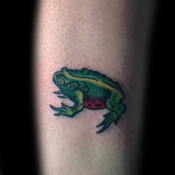 Male With Cool Small Toad Inner Forearm Tattoo Design