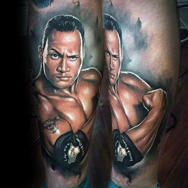Male With Cool Wrestling Leg 3d Tattoo Design