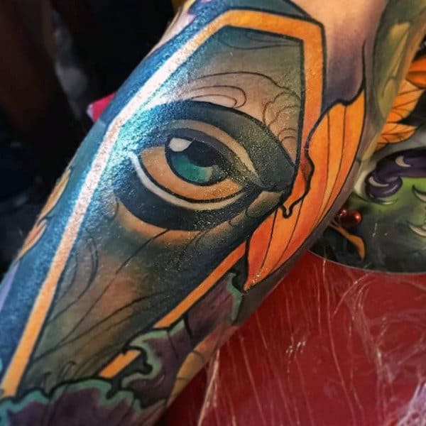 Male With Eye Coffin Tattoo