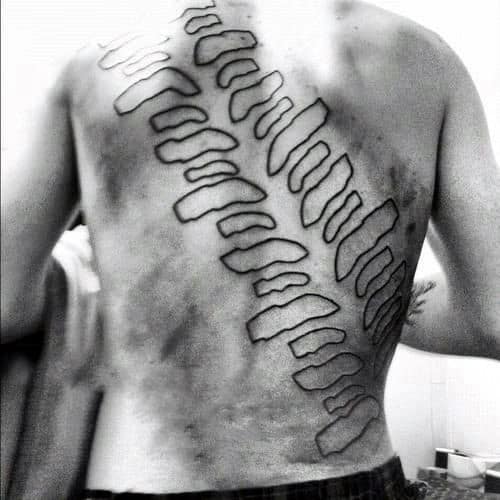 Male With Full Back Truck Tire Tattoo