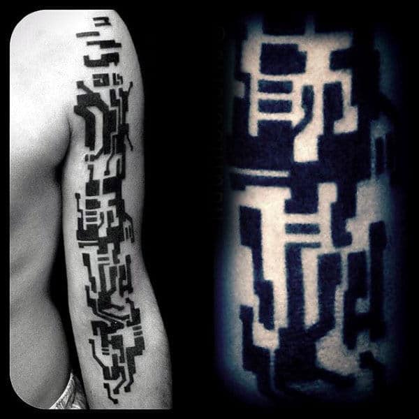 Male With Full Circuit Board Sleeve Tattoo