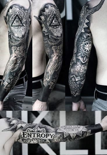 Male With Gorgeous Grey Illuminati Tattoo