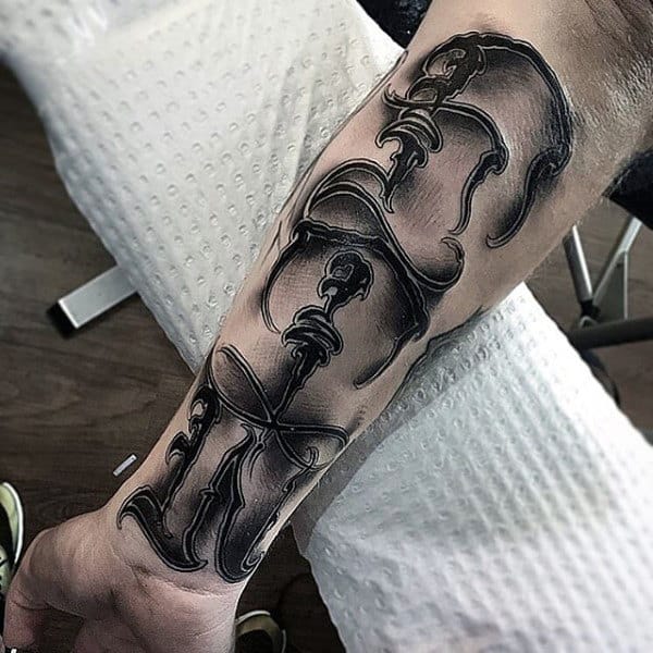 Male With Impressive Lettering Tattoo Male Forearms