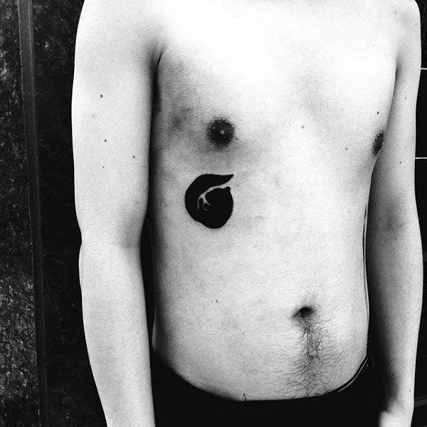 Male With Motorcycle Helmet Silhouette Rib Cage Side Tattoo