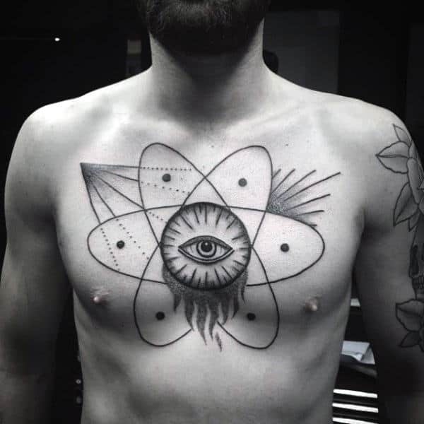 Male With Science Tattoo On Chest