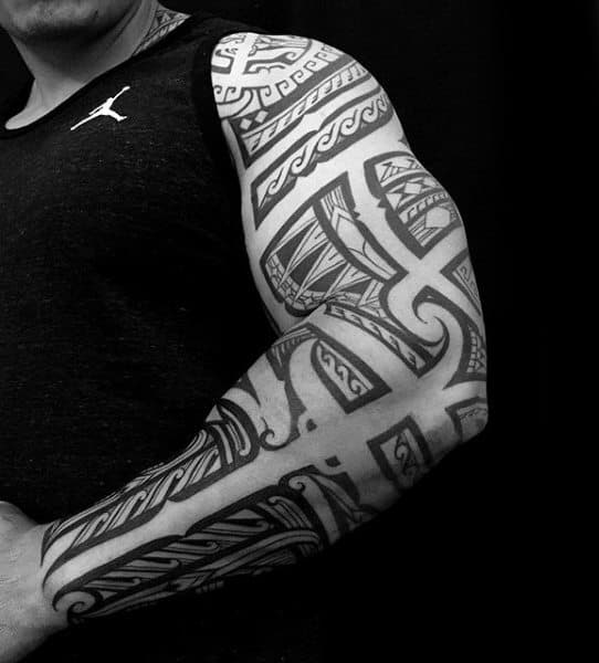 Male With Tribal Tattoo Sleeve