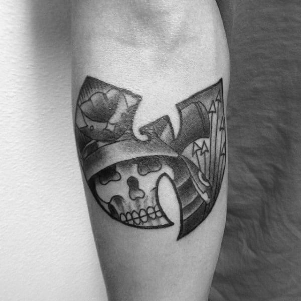 Male With Wu Tang Inner Forearm Tattoo Design