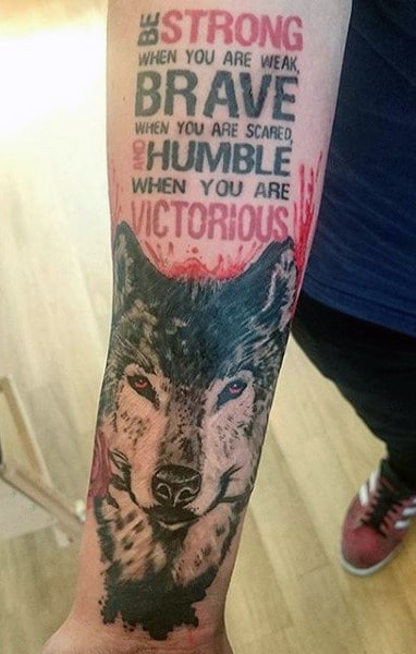 Male Wolf Face Tattoo