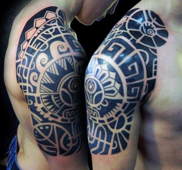 Male Wonderful Black Quarter Sleeve Tattoo