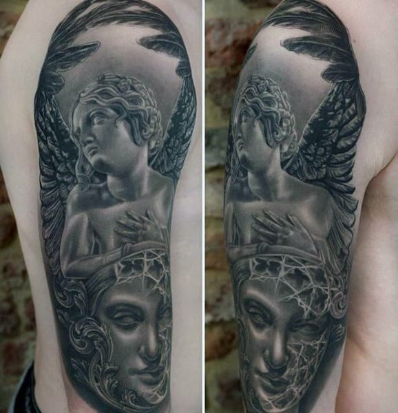 Males Sleeves Awesome Guardian Angel Tattoo