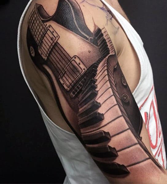 Man Tattoos Guitars Full Sleeve