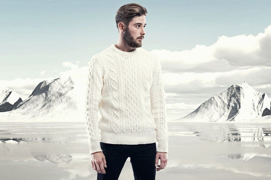 man wearing woolen sweater
