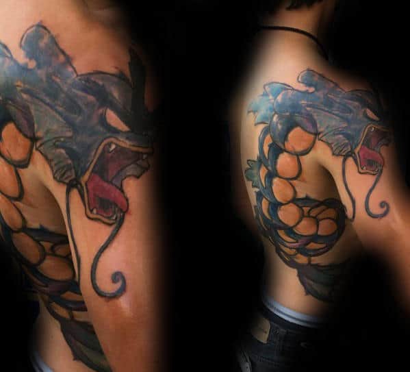 Man With Awesome Gyarados Shoulder Tattoo