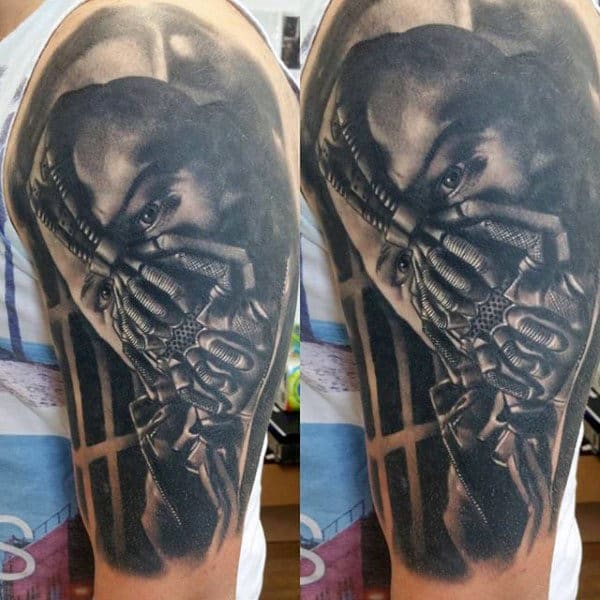 Man With Bane Half Sleeve Tattoo