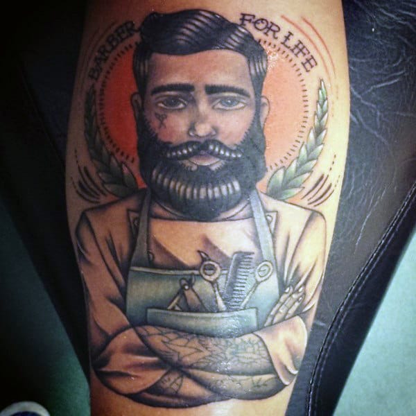 Man With Barber Shop Tattoos