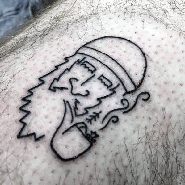 Man With Beard And Pipe Small Minimalist Mens Arm Tattoo