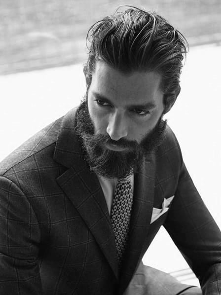 Man With Beard And Thick Slicked Back Classy Hairstyle