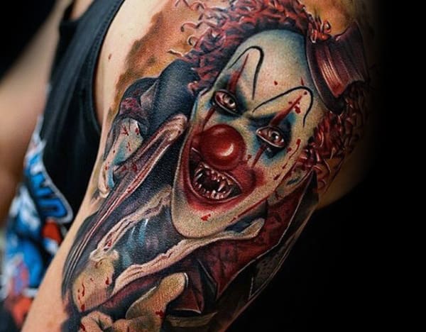 Man With Clown Tattoo On Arm