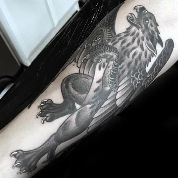 Man With Forearm Tattoo Of Griffin