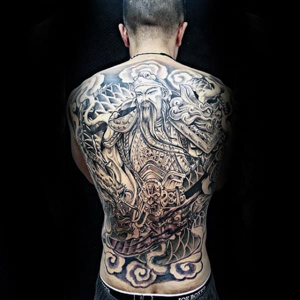 Man With Full Back Cool Chinese Themed Tattoo Design