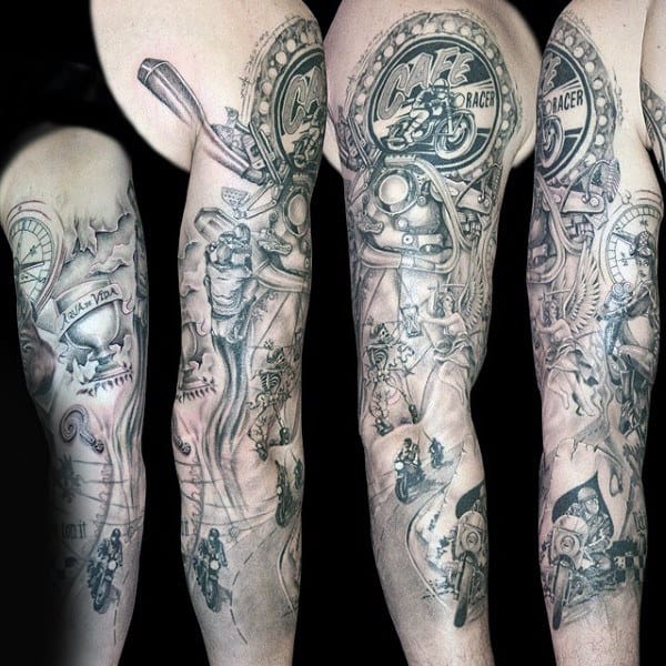 Man With Full Biker Sleeve Tattoos