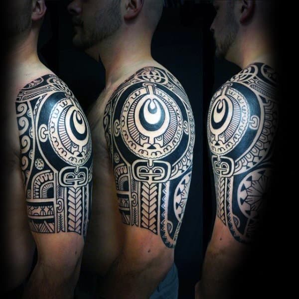 Man With Half Sleeve Tattoo Design Tribal