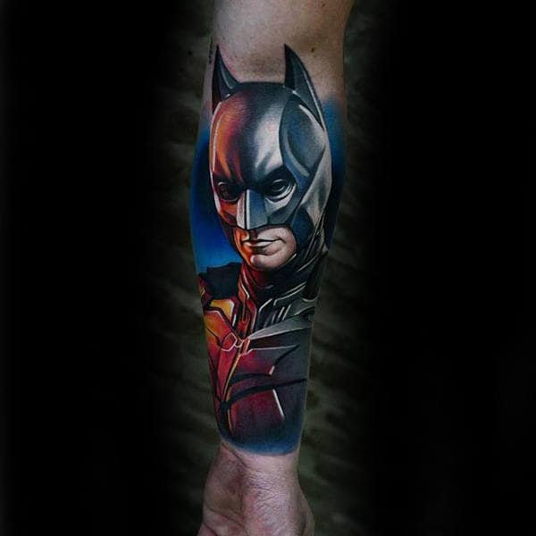 Man With Inner Forearm Batman Tattoo