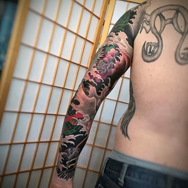 Man With Japanese Sleeve Tattoo