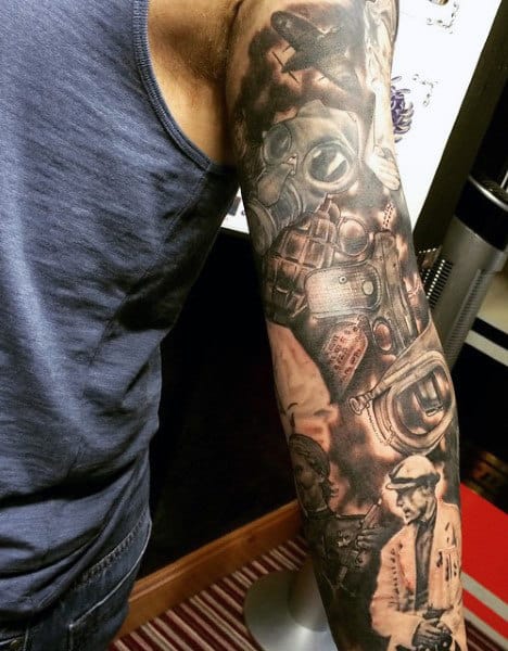 Man With Military Sleeve Tattoos