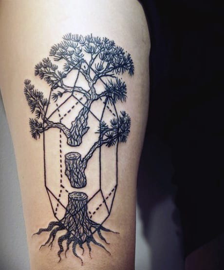 Man With Modern Pine Tree Tattoo