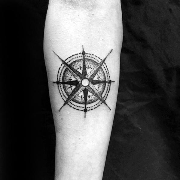 Man With Nautical Star Small Manly Inner Forearm Tattoo Design