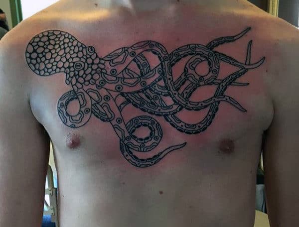 Man With Octopus Tattoo Design On Chest