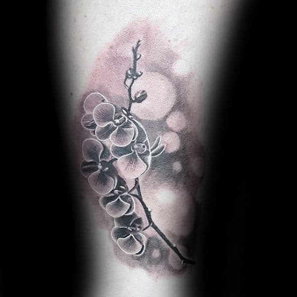 Man With Realistic Orchid Tree Branch Tattoo On Arms