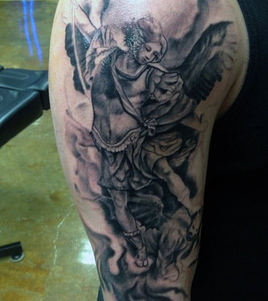 Man With St Micheal Prayer Tattoo
