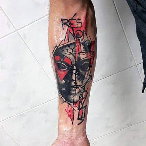 Man With Stylish Watercolor Tattoo On Forearms