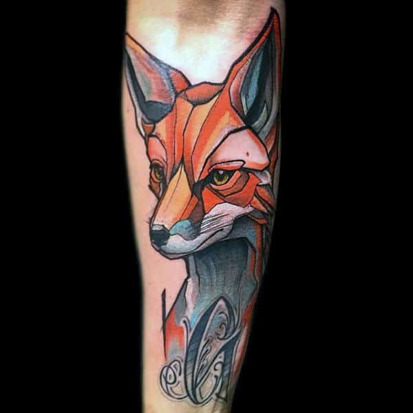 Man With Superb Fox Tattoo On Forearms