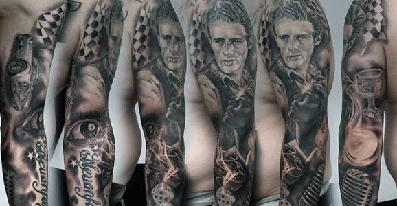 Man With Tattoo Of Race Car Piston