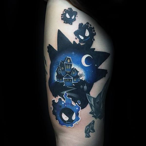 Man With Thigh Gamer Tattoos