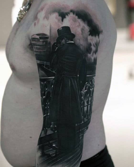 Man With Top Hat Guys Realistic Lifelike 3d Arm Tattoo